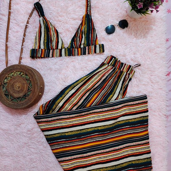 Beach Striped Coord Pant Set (S) - Picture 1 of 5